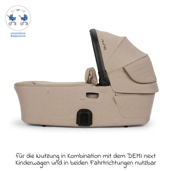 Nuna Navicella per neonati DEMI next pieghevole dalla nascita fino a 9 mesi con protezione visiva, finestra di ventilazione incl. materasso e copertura antipioggia - Cosmopolitan
