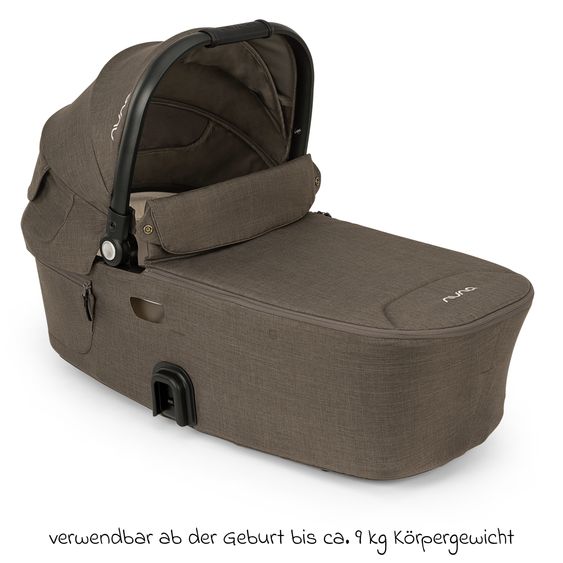 Nuna Navicella per neonati DEMI next pieghevole dalla nascita fino a 9 mesi con protezione visiva, finestra di ventilazione incl. materasso e copertura antipioggia - Pistacchio