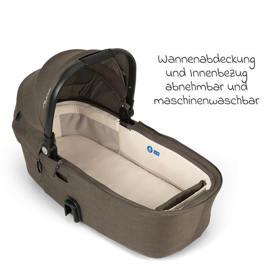 Nuna Navicella per neonati DEMI next pieghevole dalla nascita fino a 9 mesi con protezione visiva, finestra di ventilazione incl. materasso e copertura antipioggia - Pistacchio