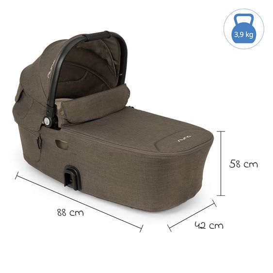 Nuna Navicella per neonati DEMI next pieghevole dalla nascita fino a 9 mesi con protezione visiva, finestra di ventilazione incl. materasso e copertura antipioggia - Pistacchio