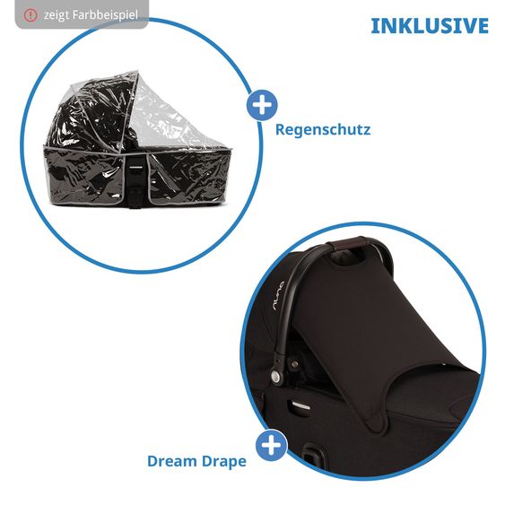 Nuna Navicella per neonati DEMI next pieghevole dalla nascita fino a 9 mesi con protezione visiva, finestra di ventilazione incl. materasso e copertura antipioggia - Pistacchio