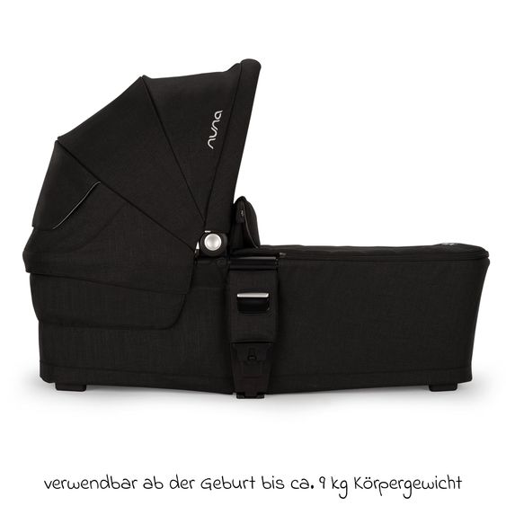 Nuna Carrycot MIXX next from Birth up to 9 Months with Privacy Screen, Ventilation Window incl. Mattress & Rain Cover - Caviar