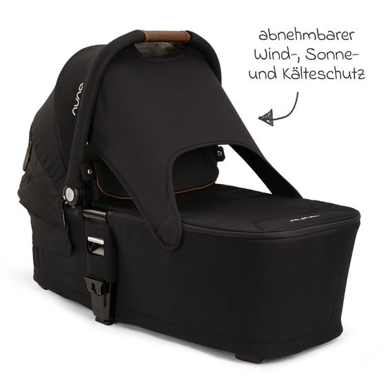 Nuna Carrycot MIXX next from Birth up to 9 Months with Privacy Screen, Ventilation Window incl. Mattress & Rain Cover - Caviar