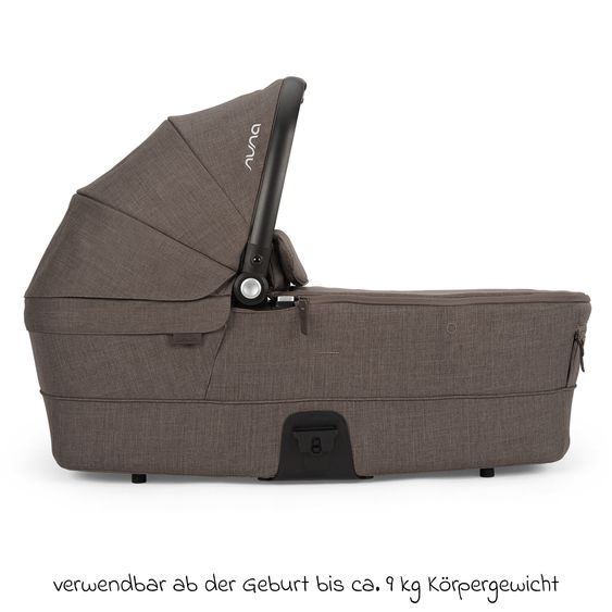 Nuna Babywanne MIXX next ab Geburt bis 9 Monate mit Sichtschutz, Belüftungsfenster inkl. Matratze & Regenschutz - Chestnut