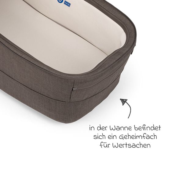 Nuna Babywanne MIXX next ab Geburt bis 9 Monate mit Sichtschutz, Belüftungsfenster inkl. Matratze & Regenschutz - Chestnut