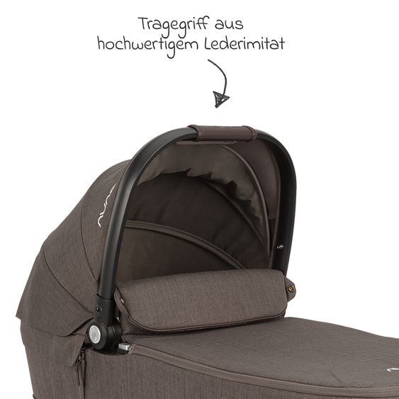 Nuna Babywanne MIXX next ab Geburt bis 9 Monate mit Sichtschutz, Belüftungsfenster inkl. Matratze & Regenschutz - Chestnut