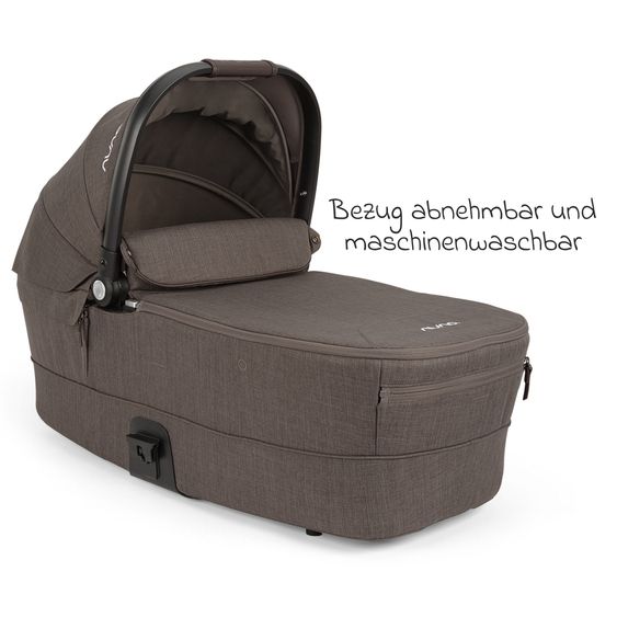 Nuna Babywanne MIXX next ab Geburt bis 9 Monate mit Sichtschutz, Belüftungsfenster inkl. Matratze & Regenschutz - Chestnut