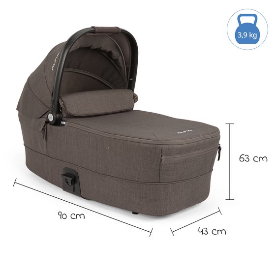 Nuna Babywanne MIXX next ab Geburt bis 9 Monate mit Sichtschutz, Belüftungsfenster inkl. Matratze & Regenschutz - Chestnut