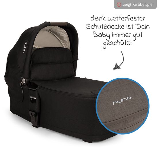 Nuna Babywanne MIXX next ab Geburt bis 9 Monate mit Sichtschutz, Belüftungsfenster inkl. Matratze & Regenschutz - Chestnut