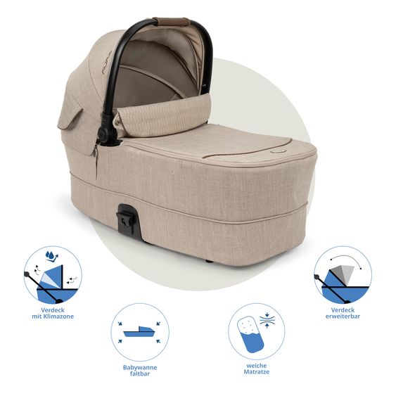 Nuna Babywanne MIXX next ab Geburt bis 9 Monate mit Sichtschutz, Belüftungsfenster inkl. Matratze & Regenschutz - Cosmopolitan