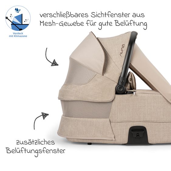 Nuna Babywanne MIXX next ab Geburt bis 9 Monate mit Sichtschutz, Belüftungsfenster inkl. Matratze & Regenschutz - Cosmopolitan