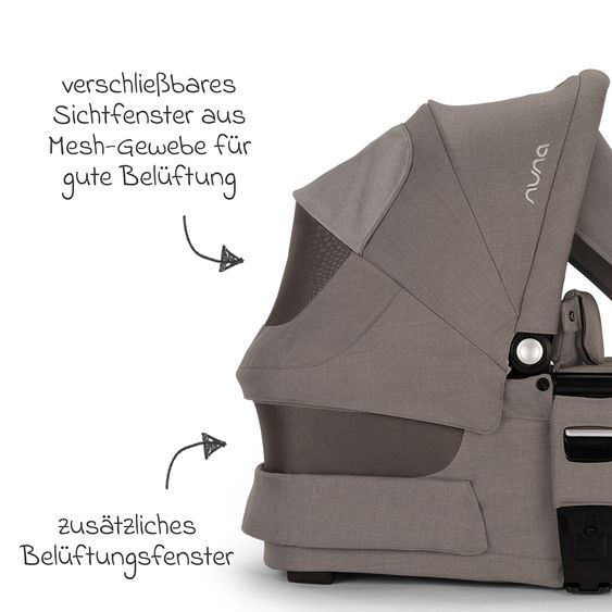 Nuna Culla MIXX next dalla nascita a 9 mesi con zanzariera, finestra di ventilazione e materasso incluso - Granito