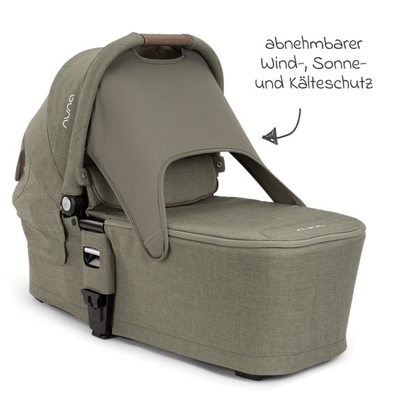 Nuna Babywanne MIXX next ab Geburt bis 9 Monate mit Sichtschutz, Belüftungsfenster inkl. Matratze & Regenschutz - Pine