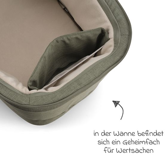 Nuna Babywanne MIXX next ab Geburt bis 9 Monate mit Sichtschutz, Belüftungsfenster inkl. Matratze & Regenschutz - Pine