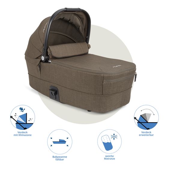 Nuna Babywanne MIXX next ab Geburt bis 9 Monate mit Sichtschutz, Belüftungsfenster inkl. Matratze & Regenschutz - Pistachio