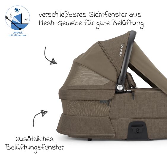 Nuna Babywanne MIXX next ab Geburt bis 9 Monate mit Sichtschutz, Belüftungsfenster inkl. Matratze & Regenschutz - Pistachio