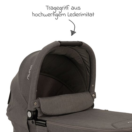 Nuna Carrycot MIXX next from Birth up to 9 Months with Privacy Screen, Ventilation Window incl. Mattress & Rain Cover - Thunder