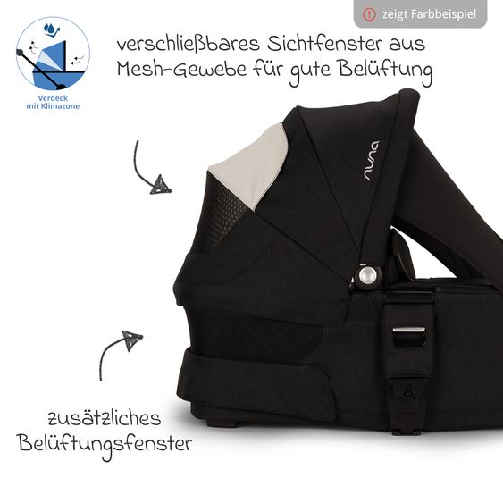 Nuna Carrycot MIXX next from Birth up to 9 Months with Privacy Screen, Ventilation Window incl. Mattress & Rain Cover - Thunder