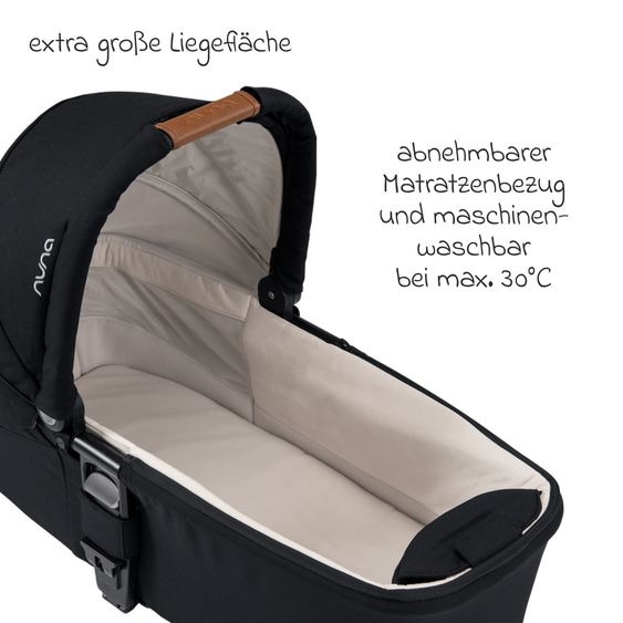 Nuna MIXX next carrycot with mesh window for Mixx next baby carriage incl. mattress & raincover - Caviar