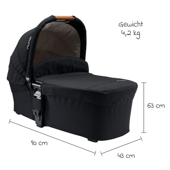 Nuna MIXX next carrycot with mesh window for Mixx next baby carriage incl. mattress & raincover - Caviar