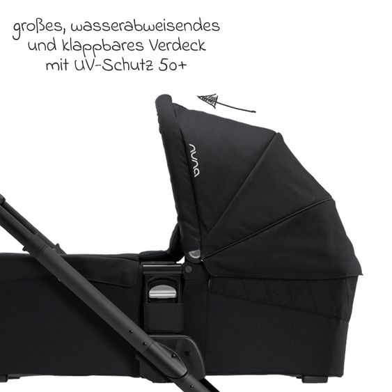 Nuna MIXX next carrycot with mesh window for Mixx next baby carriage incl. mattress & raincover - Caviar