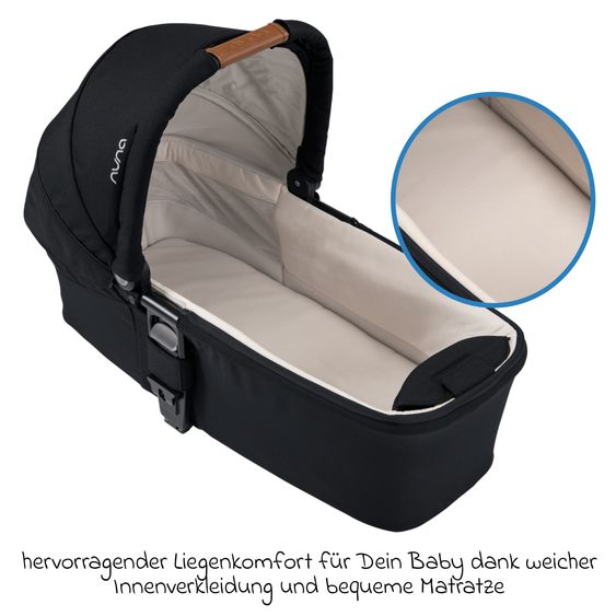 Nuna MIXX next carrycot with mesh window for Mixx next baby carriage incl. mattress & raincover - Caviar