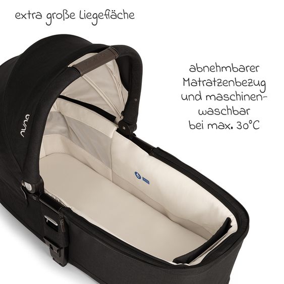 Nuna Babywanne MIXX next ab Geburt bis 9 Monate mit Sichtschutz, Belüftungsfenster inkl. Matratze & Regenschutz - Caviar