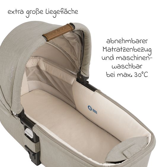 Nuna Babywanne MIXX next mit Mesh-Fenster für Kinderwagen Mixx next inkl. Matratze & Regenschutz - Hazelwood