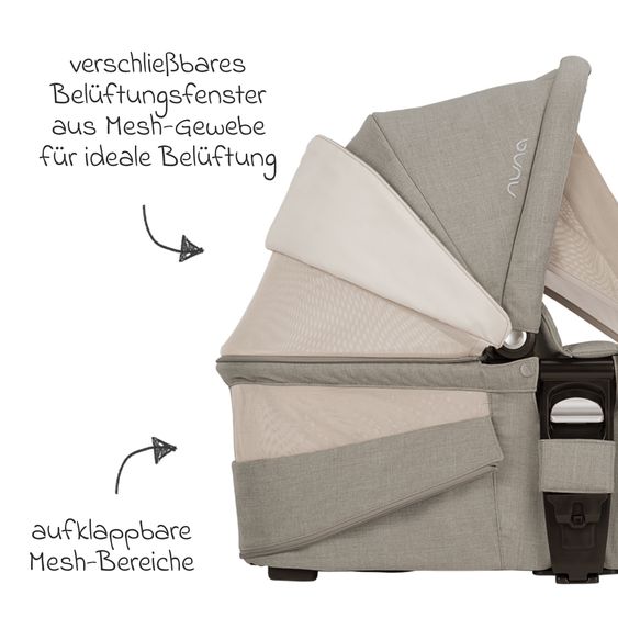 Nuna Babywanne MIXX next mit Mesh-Fenster für Kinderwagen Mixx next inkl. Matratze & Regenschutz - Hazelwood