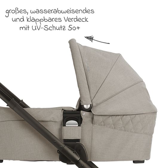 Nuna Babywanne MIXX next mit Mesh-Fenster für Kinderwagen Mixx next inkl. Matratze & Regenschutz - Hazelwood