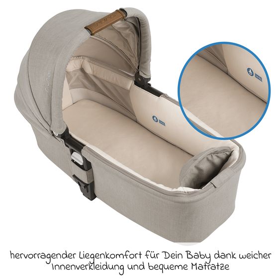 Nuna Babywanne MIXX next mit Mesh-Fenster für Kinderwagen Mixx next inkl. Matratze & Regenschutz - Hazelwood