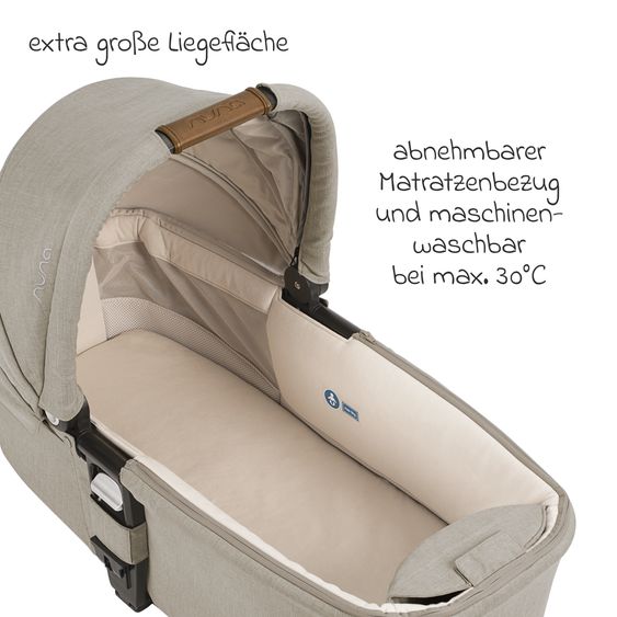 Nuna MIXX next carrycot with mesh window for Mixx next baby carriage incl. mattress & rain cover - Hazelwood