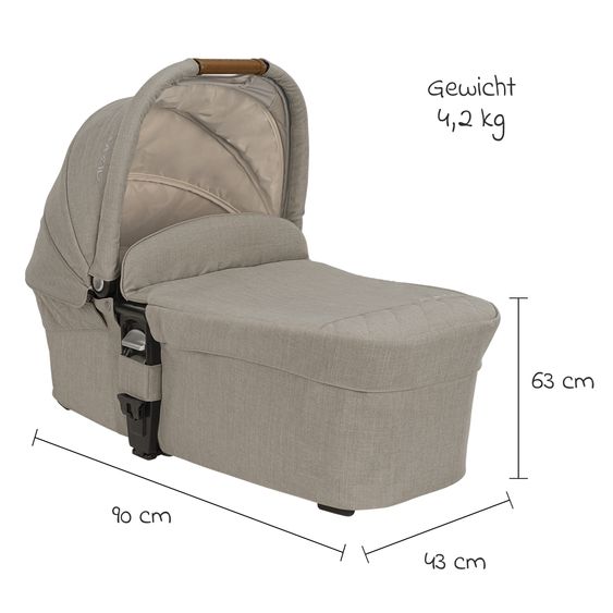 Nuna MIXX next carrycot with mesh window for Mixx next baby carriage incl. mattress & rain cover - Hazelwood