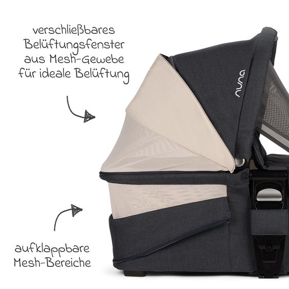 Nuna Babywanne MIXX next mit Mesh-Fenster für Kinderwagen MIXX next inkl. Matratze & Regenschutz - Ocean