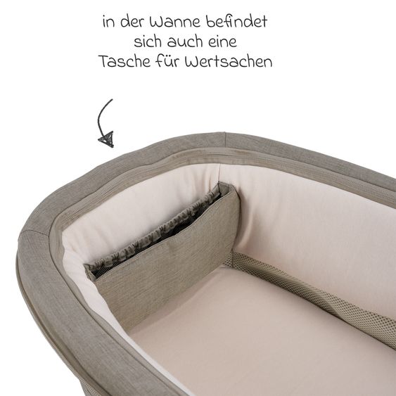 Nuna Babywanne TRIV next mit Mesh-Fenster für Kinderwagen Triv next inkl. Matratze & Regenschutz - Hazelwood