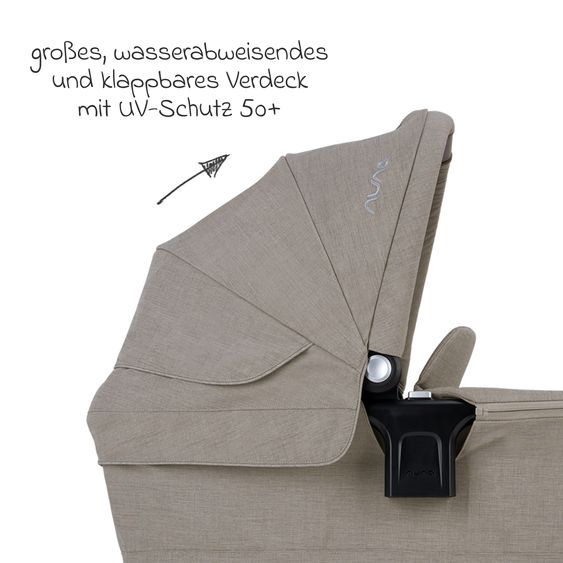 Nuna Babywanne TRIV next mit Mesh-Fenster für Kinderwagen Triv next inkl. Matratze & Regenschutz - Hazelwood