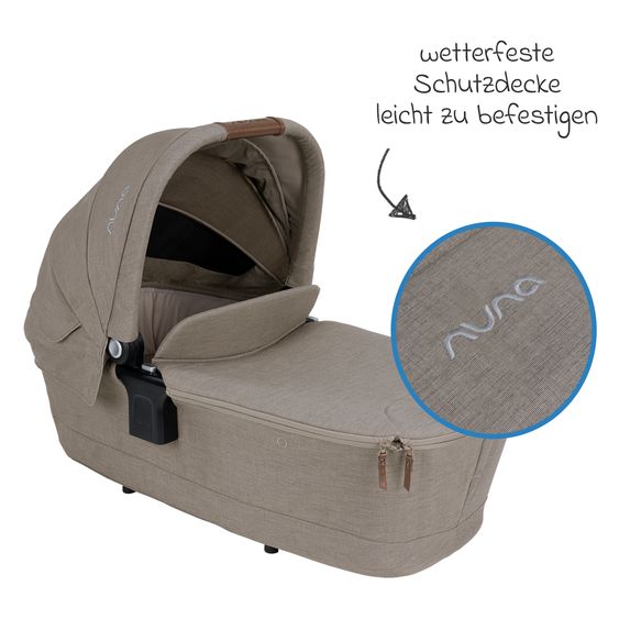 Nuna Babywanne TRIV next mit Mesh-Fenster für Kinderwagen Triv next inkl. Matratze & Regenschutz - Hazelwood