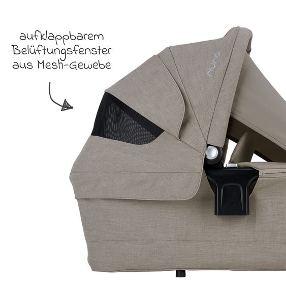 Nuna Babywanne TRIV next mit Mesh-Fenster für Kinderwagen Triv next inkl. Matratze & Regenschutz - Hazelwood