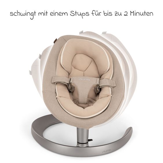 Nuna Babywippe LEAF grow ab Geburt - 60 kg inkl. Spielbügel mit 3 Spielfiguren - Biscotti