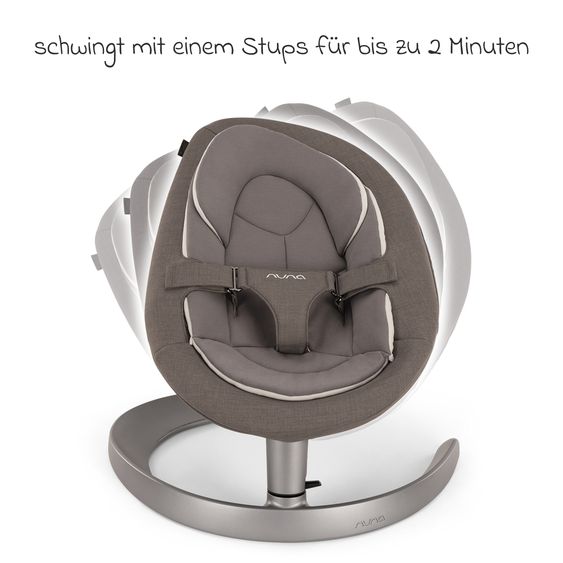 Nuna Babywippe LEAF grow ab Geburt - 60 kg inkl. Spielbügel mit 3 Spielfiguren - Granite