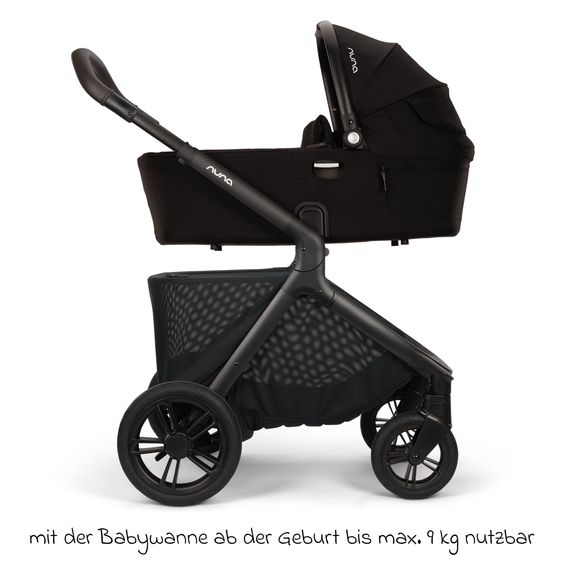 Nuna Buggy & Sportwagen DEMI i-con bis 22 kg mit Staukorb, Allwettersitz, höhenverstellbarem Schieber, Sichtschutz inkl. Adapter & Regenschutz - Caviar