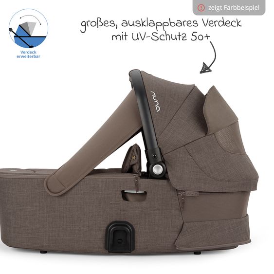 Nuna Buggy & Sportwagen DEMI i-con bis 22 kg mit Staukorb, Allwettersitz, höhenverstellbarem Schieber, Sichtschutz inkl. Adapter & Regenschutz - Caviar