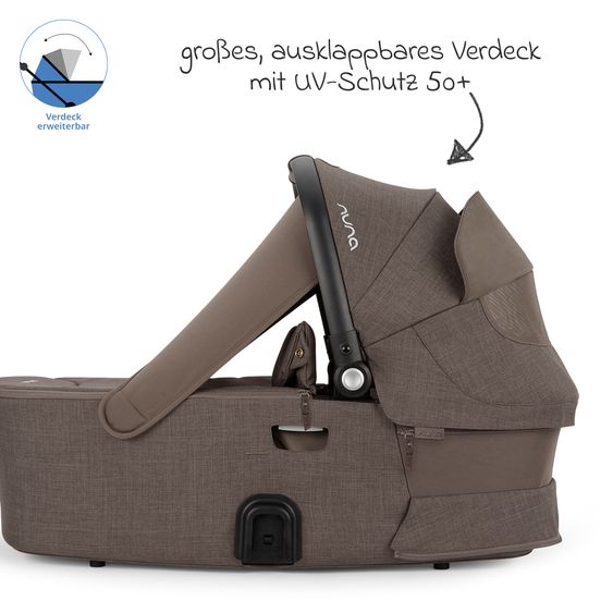Nuna Buggy & Sportwagen DEMI i-con bis 22 kg mit Staukorb, Allwettersitz, höhenverstellbarem Schieber, Sichtschutz inkl. Adapter & Regenschutz - Chestnut