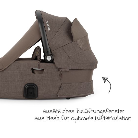 Nuna Buggy & Sportwagen DEMI i-con bis 22 kg mit Staukorb, Allwettersitz, höhenverstellbarem Schieber, Sichtschutz inkl. Adapter & Regenschutz - Chestnut