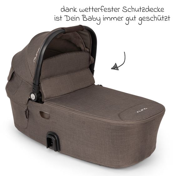 Nuna Buggy & Sportwagen DEMI i-con bis 22 kg mit Staukorb, Allwettersitz, höhenverstellbarem Schieber, Sichtschutz inkl. Adapter & Regenschutz - Chestnut