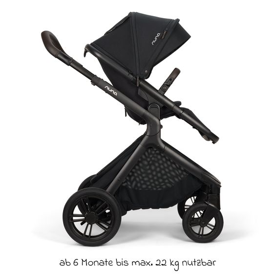 Nuna Poussette DEMI icon jusqu'à 22 kg avec panier de rangement, siège toutes saisons, guidon réglable en hauteur, pare-soleil, adaptateurs et protection pluie inclus - Caviar