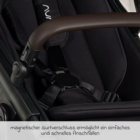 Nuna Poussette DEMI icon jusqu'à 22 kg avec panier de rangement, siège toutes saisons, guidon réglable en hauteur, pare-soleil, adaptateurs et protection pluie inclus - Caviar