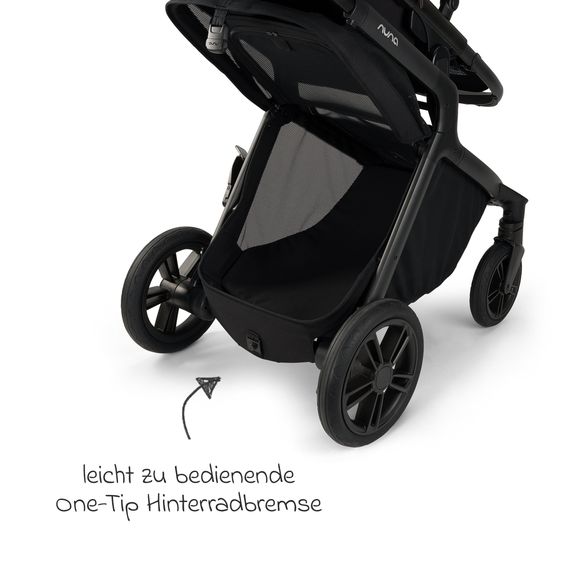Nuna Poussette DEMI icon jusqu'à 22 kg avec panier de rangement, siège toutes saisons, guidon réglable en hauteur, pare-soleil, adaptateurs et protection pluie inclus - Caviar