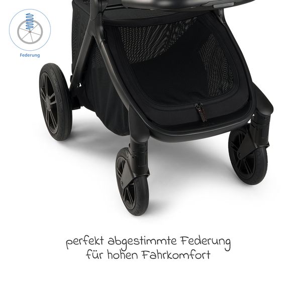 Nuna Poussette DEMI icon jusqu'à 22 kg avec panier de rangement, siège toutes saisons, guidon réglable en hauteur, pare-soleil, adaptateurs et protection pluie inclus - Caviar