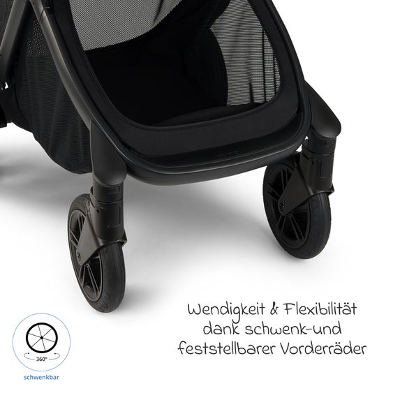 Nuna Poussette DEMI icon jusqu'à 22 kg avec panier de rangement, siège toutes saisons, guidon réglable en hauteur, pare-soleil, adaptateurs et protection pluie inclus - Caviar